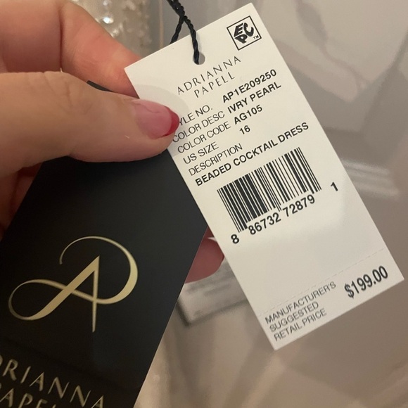 ADRIANNA PAPELL Beaded Cocktail Dress Ivory/Pearl New with Tags! - Picture 4 of 8